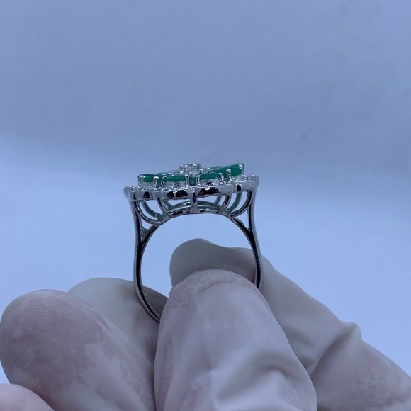 STIRLING SILVER EMERALD RING CUSTOM FLOWER - Picture 4 of 10